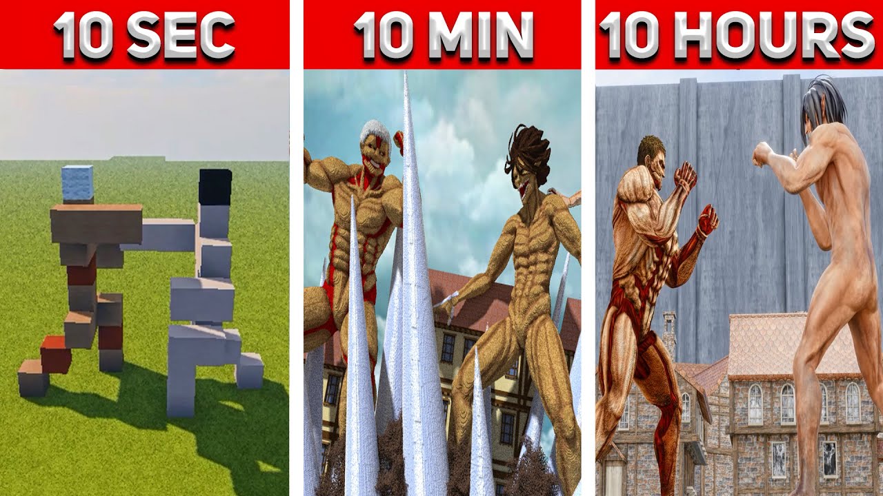 Eren VS Reiner in MINECRAFT: 10 Hours, 10 Minutes, 10 SECONDS!