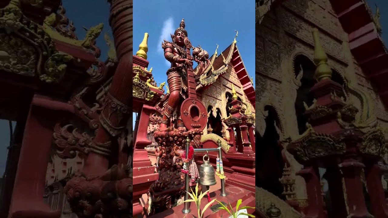 Chiang Rai: Wat Chiang Yuen ( Red Temple). The oldest in the city. 
