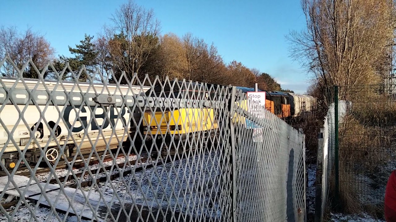 Goods trains passing at Palmersville Dairy level crossing