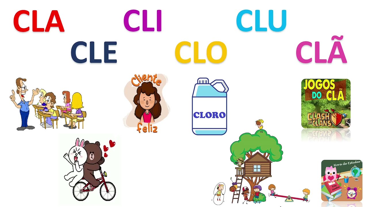 Sílabas Complexas CL | Cla - Cle - Cli - Clo - Clu -Clã | Vídeos Educativos | Hora de Estudar