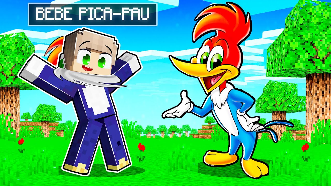 JOGANDO como PICA PAU no Minecraft!