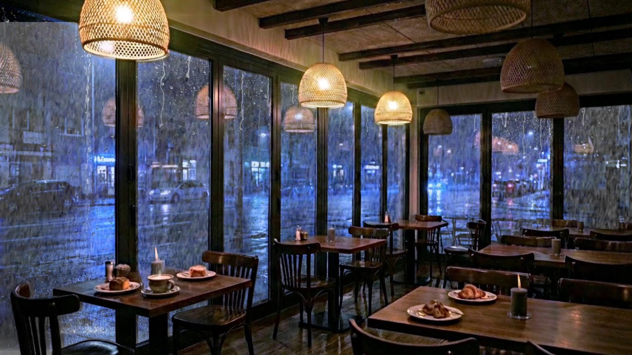 Cozy Rainy Coffee Shop ☔☕ Relaxing Jazz Piano Background Music