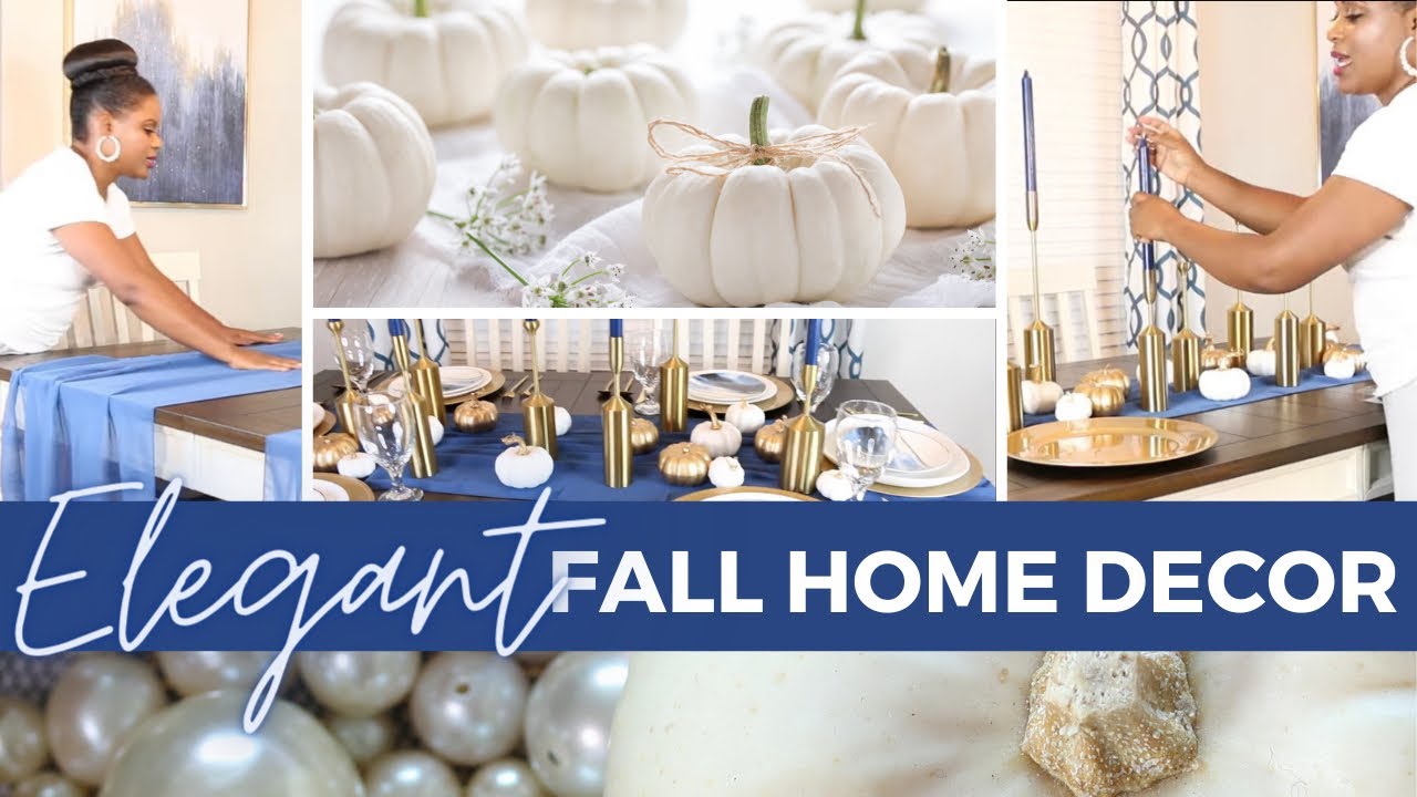 Elegant Blue and White Fall Tablescape| Fall 2022 Decorate with Me| Amazon Home Decor Hall