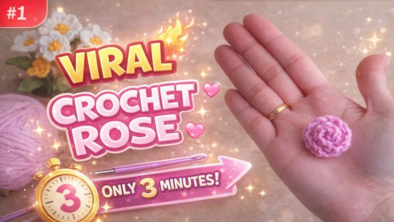 3 Minutes Crochet Rose Flower 🌹 | Easy Beginner Friendly Rose Making Tutorial 🧶 | Quick & Beautiful