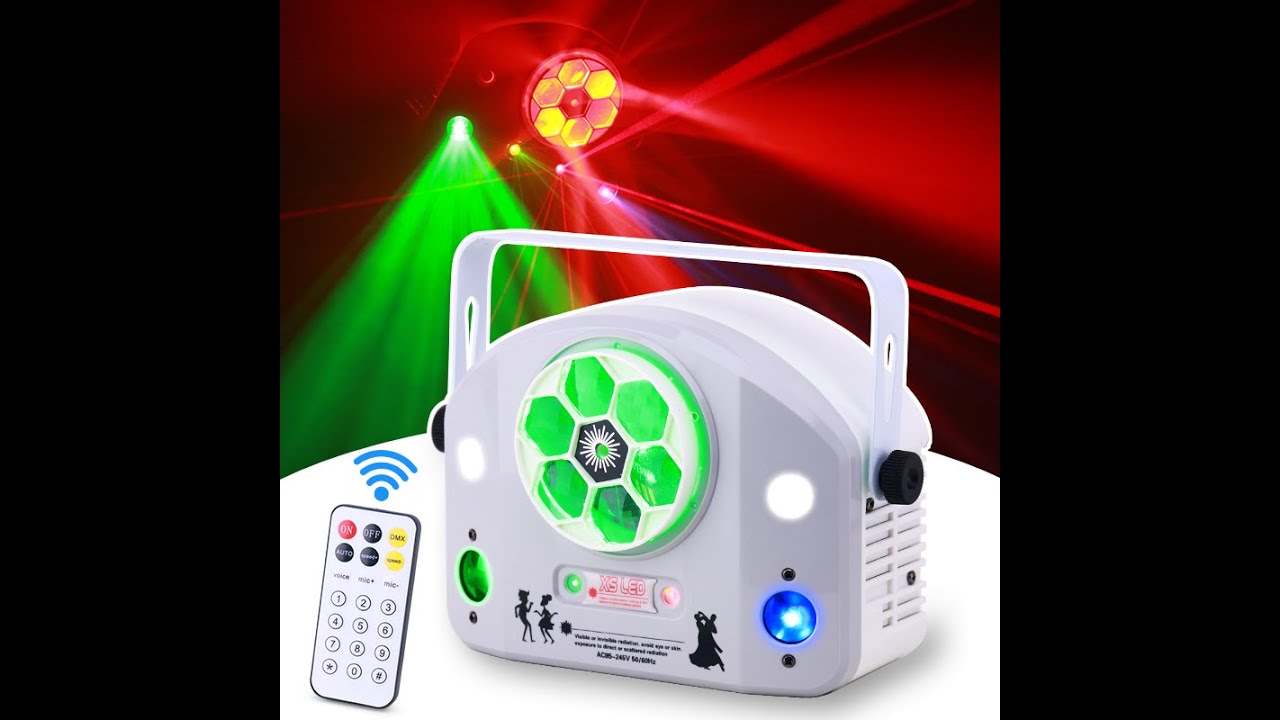 MS-XS014 led+strobe+laser+gobo 4in1 led home party cheap light with remote