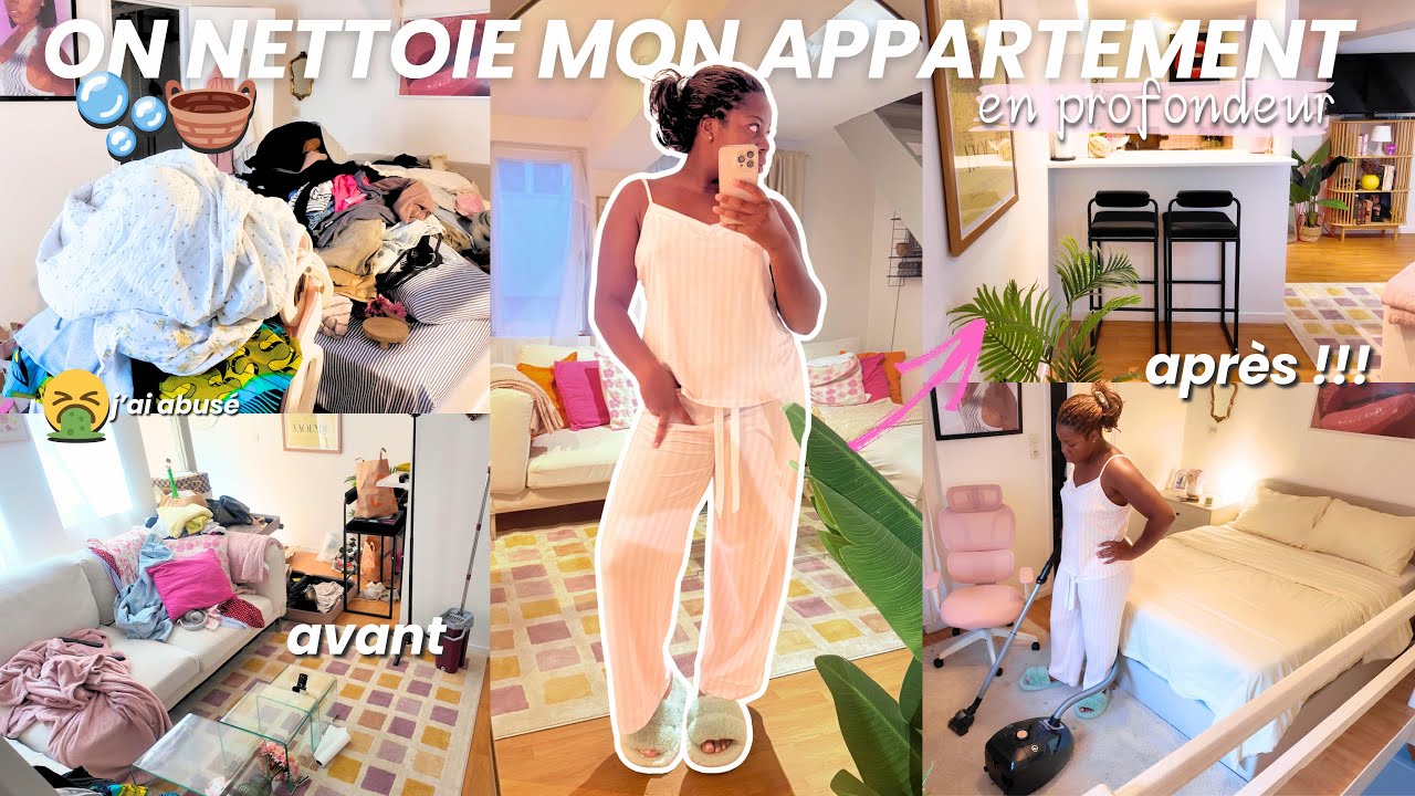 JE NETTOIE EN PROFONDEUR TOUT MON APPARTEMENT EN DÉSORDRE !!! 🫧🧺  *Très satisfaisant*