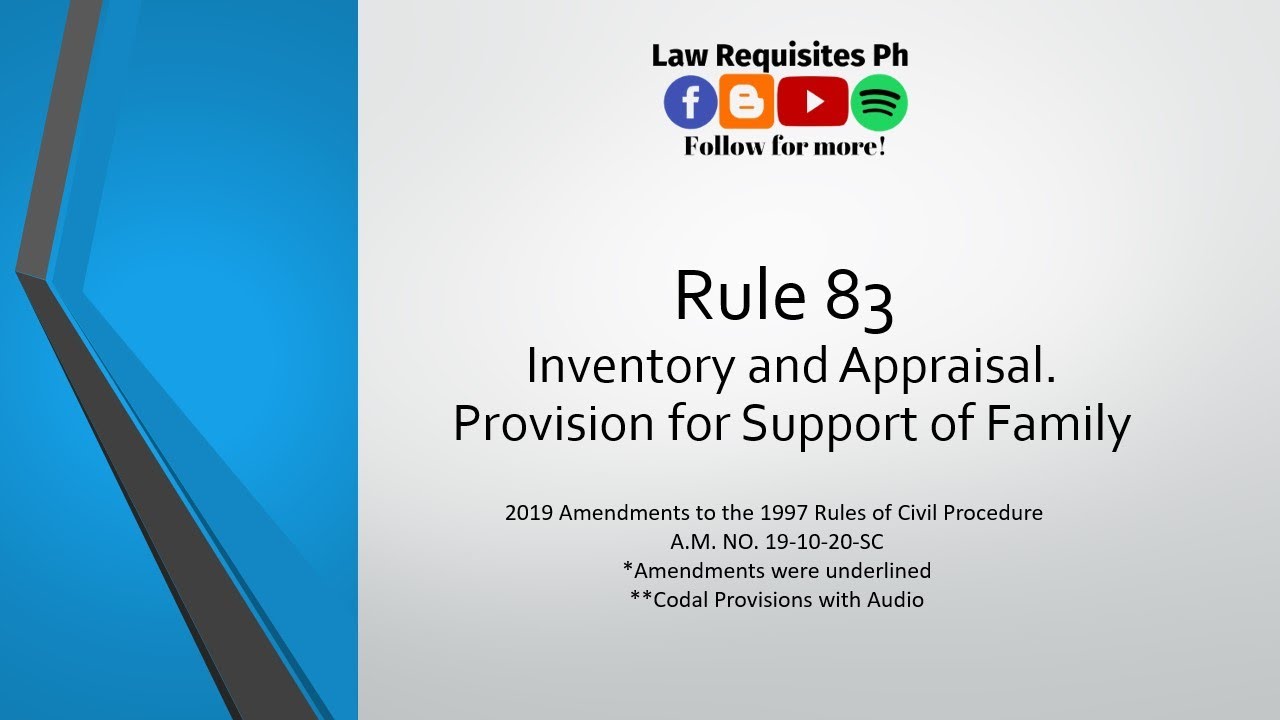 Rule 83 of the 2019 Revised Civil Procedure, Rules of Court, (A.M. NO. 19-10-20-SC) |Codal and Audio