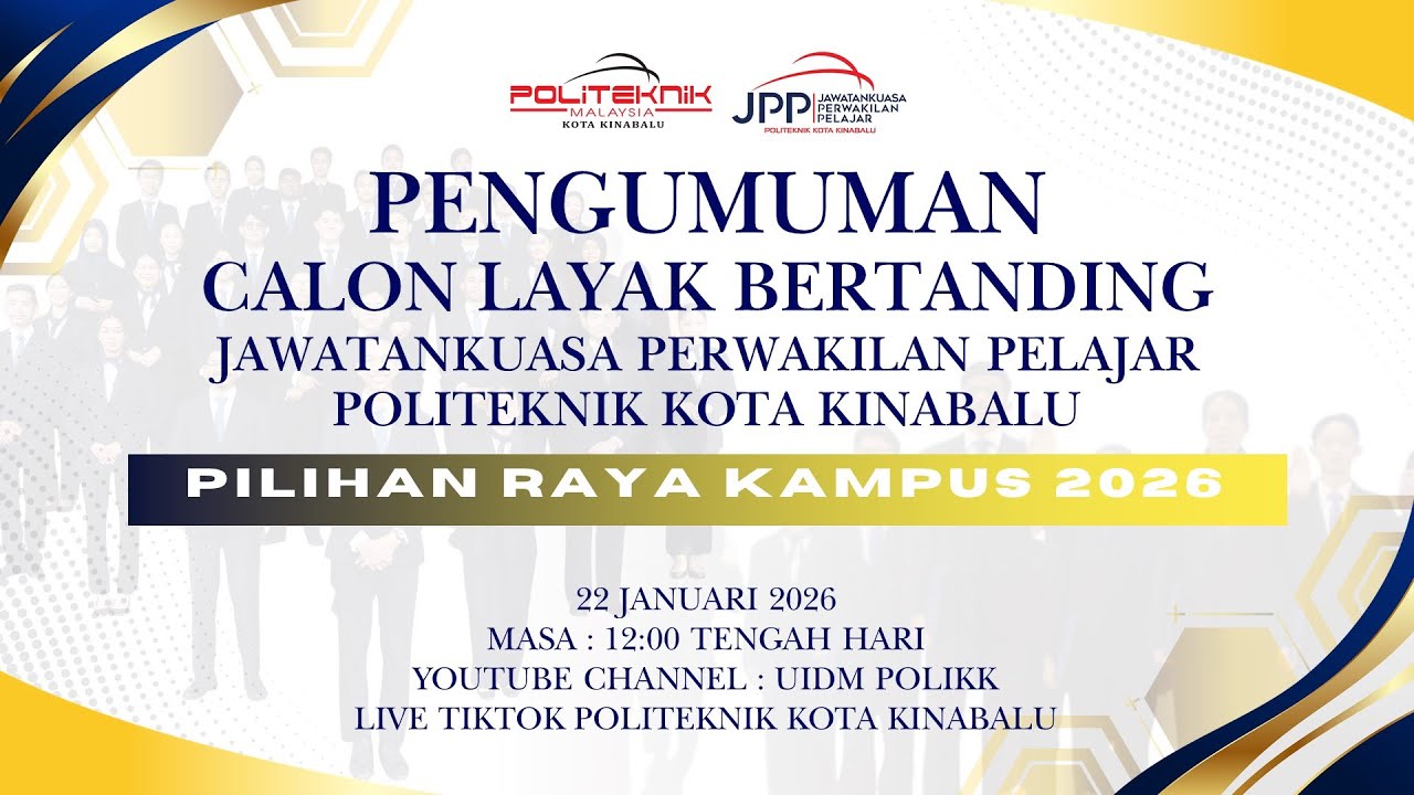 PENGUMUMAN CALON LAYAK BERTANDING JAWATANKUASA PERWAKILAN PELAJAR POLITEKNIK KOTA KINABALU