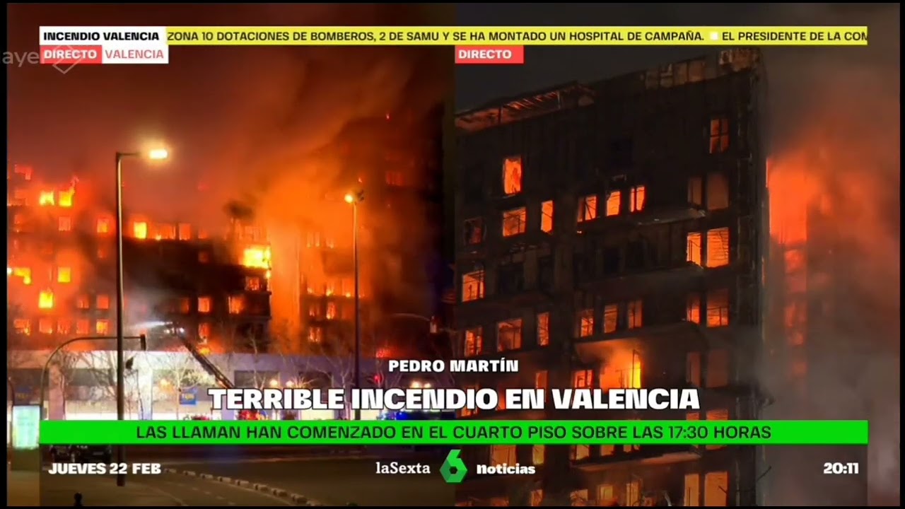 Balance de los primeros heridos en el incendio de Valencia