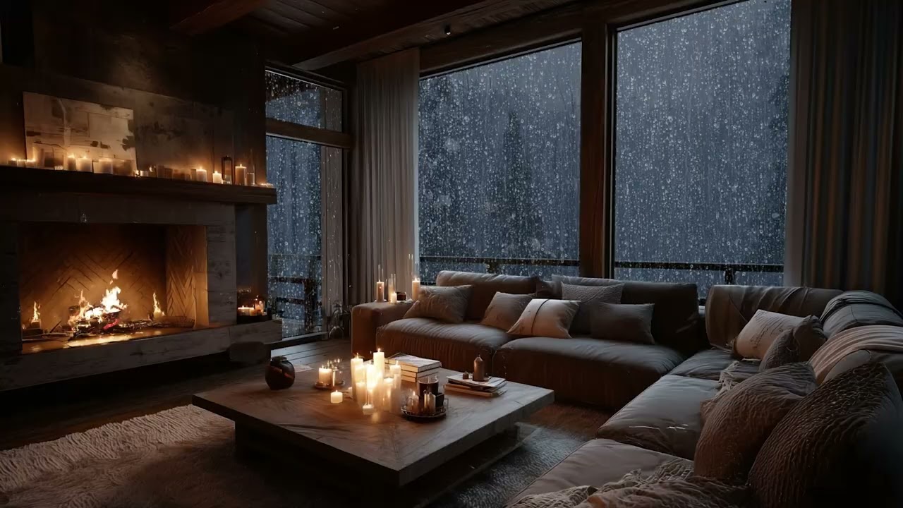 🔥 Rain and Thunder Ambience with Ember Glow for Peaceful Sleep