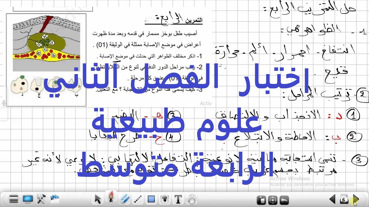 اختبار العلوم الطبيعة الفصل الثاني السنة الرابعة متوسط