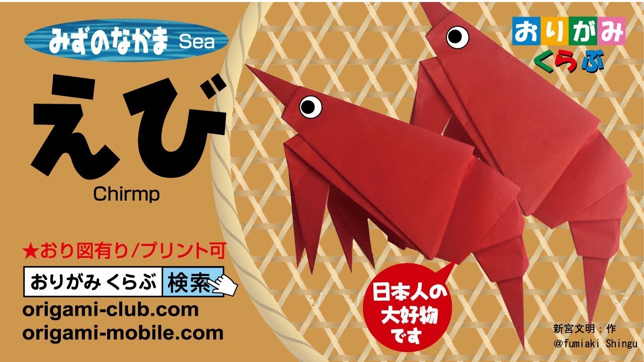 折り紙 Origami・えび Prawn