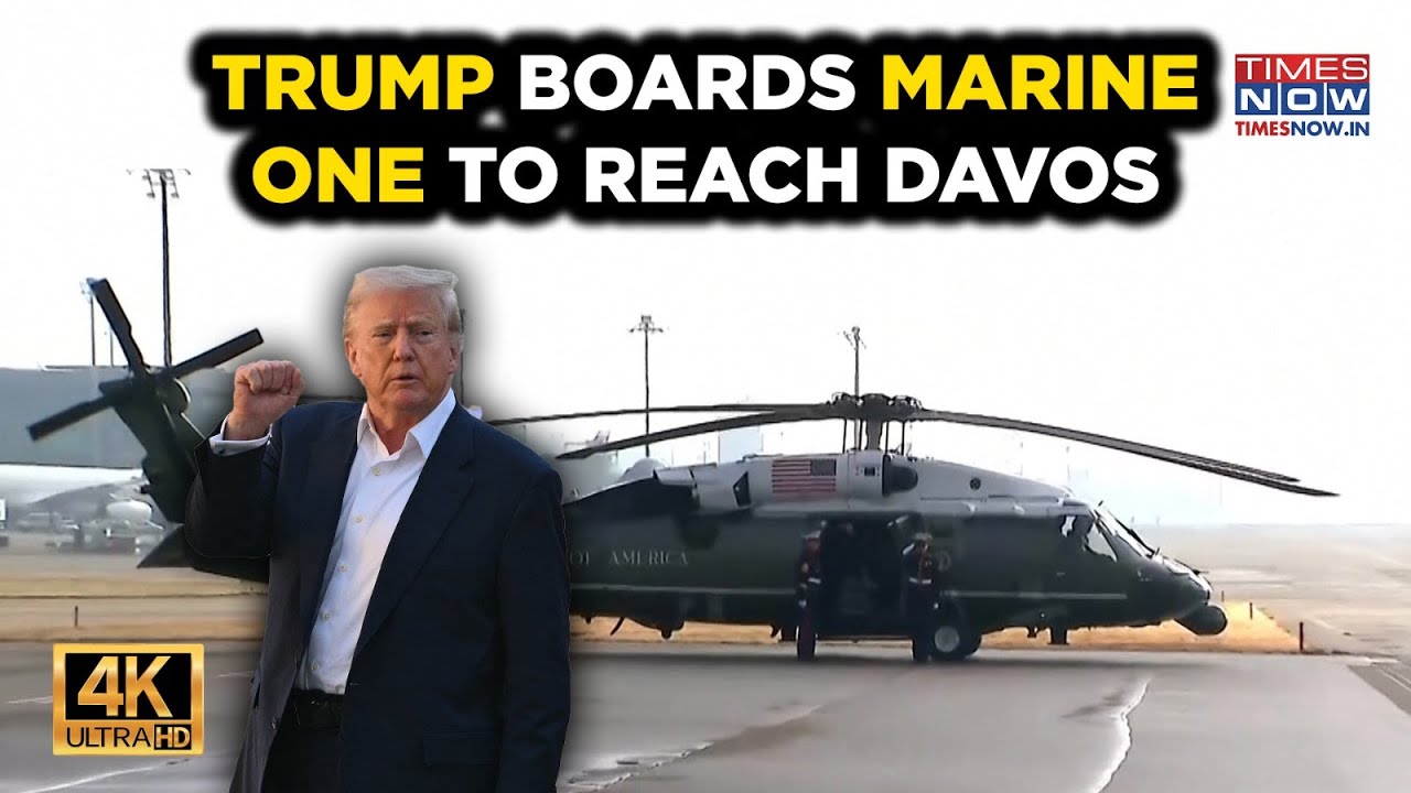Trump On Marine One Enroute Davos | Air Force One Lands In Zurich | WEF 2026 | 4K | Raw Video