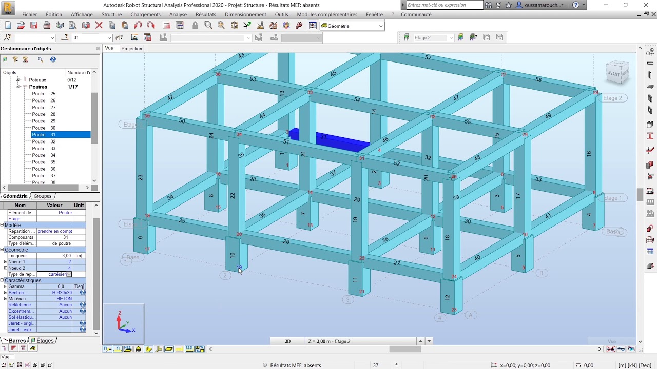 Robot 2 : Modelisation dalle hourdis ,dalle pleine, semelles ,poteaux ,poutres