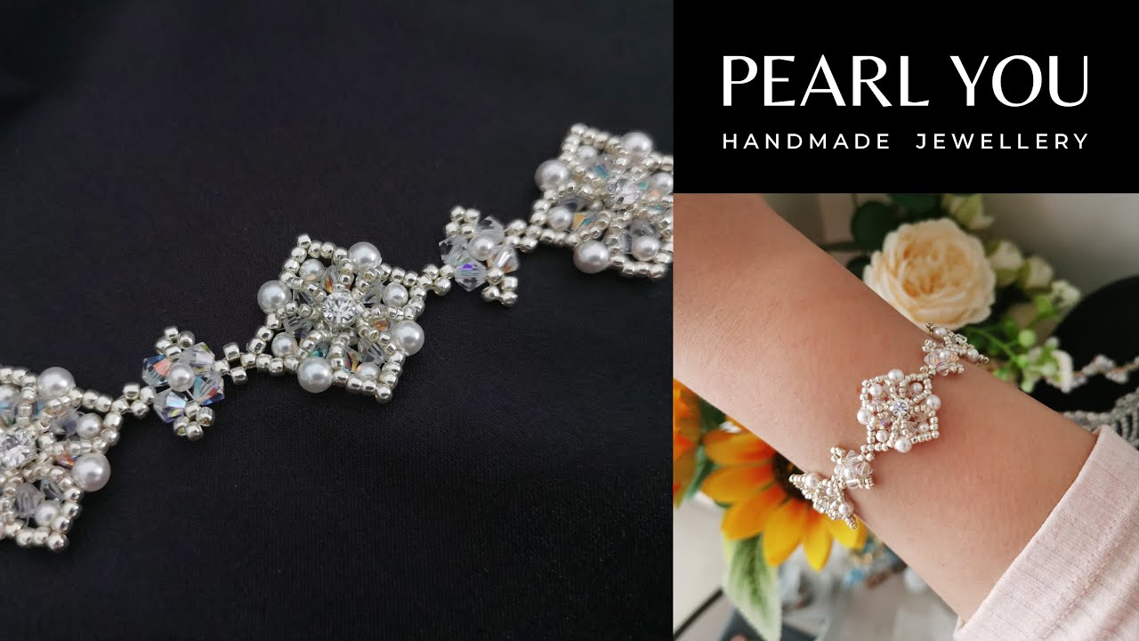 New Design of Crystal Flower Pearl Bracelet Easy Tutorial, Handmade Jewelry Beading Inspiration