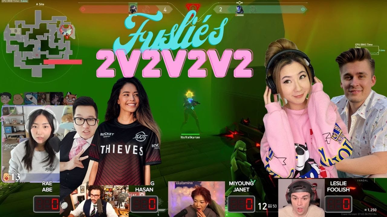 Valkyrae & Abe Dominates the 2v2v2v2 vs Hasanabi Fuslie Ludwig Janet Miyoung & Foolish