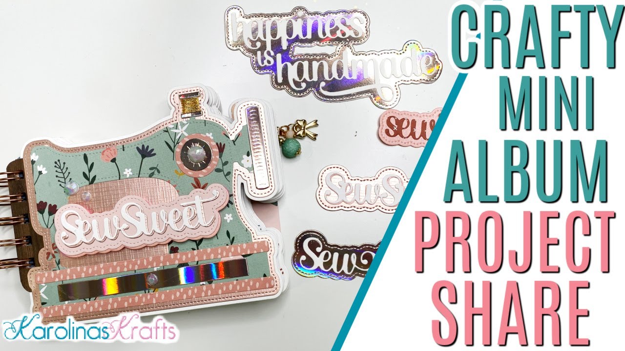 Sewing Shaped Mini Album Project Share, Crafty Mini Album Share using Lets Create Paper by Echo Park