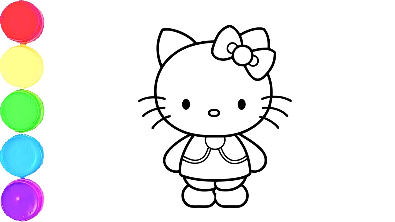 Милый рисунок Hello Kitty, раскраска и рисование для детей и малышей_ Детское творчество
