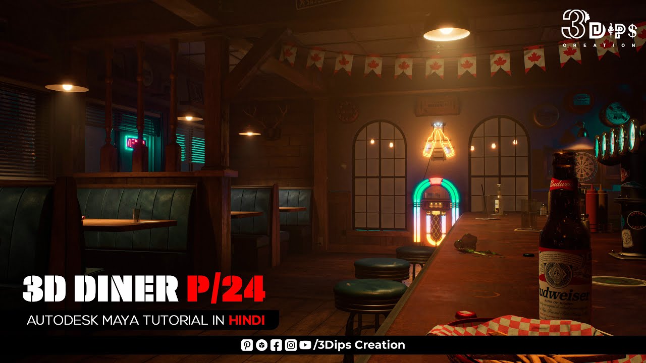 Building a Stunning Diner House Outdoor in Autodesk Maya | Part 24 | #autodeskmaya #dinner #restoran