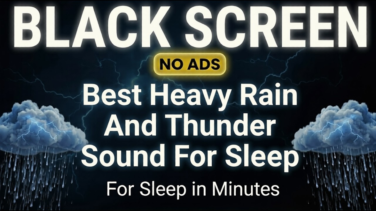 Heavy Rain and Thunder Sounds for Sleeping - Black Screen | 🔴 LIVE  Deep Sleep & Stress Relief