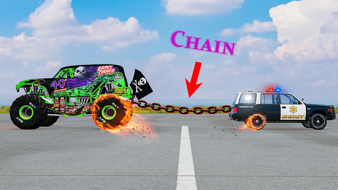 Monster Trucks VS Police Battle - BeamNG Monster Truck Crashes