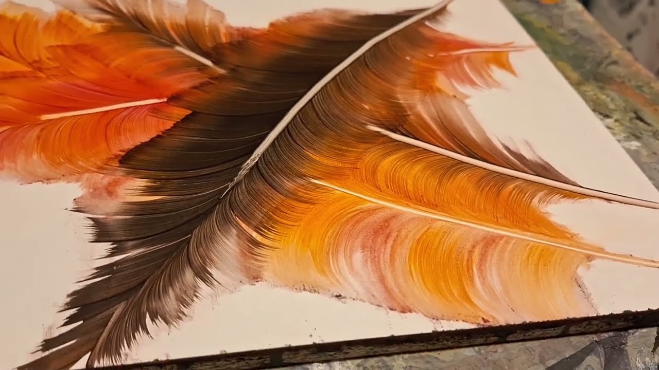ARTE FLUIDO MÁGICO 💥 🎨 HOJAS  🍂 Y PLUMAS 🪶 INCREÍBLES !!! ARTE Y MAGIA 🖤🧡