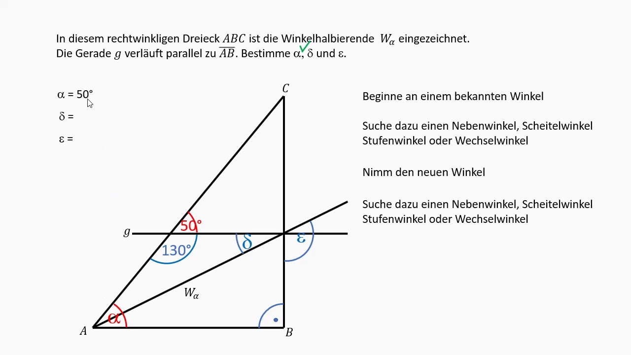 Winkelsätze: Winkel im Dreieck bestimmen