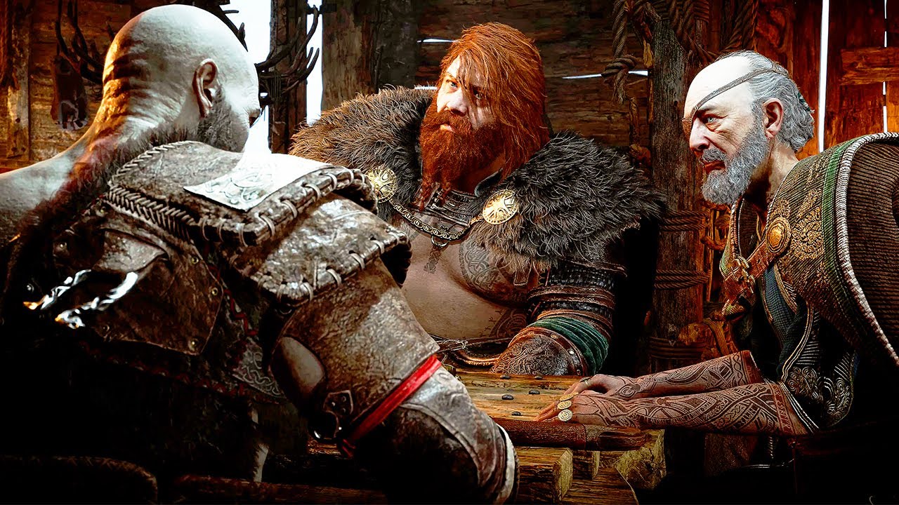 Kratos Meets Thor & Odin for the First Time Scene - GOD OF WAR RAGNAROK PS5 2022
