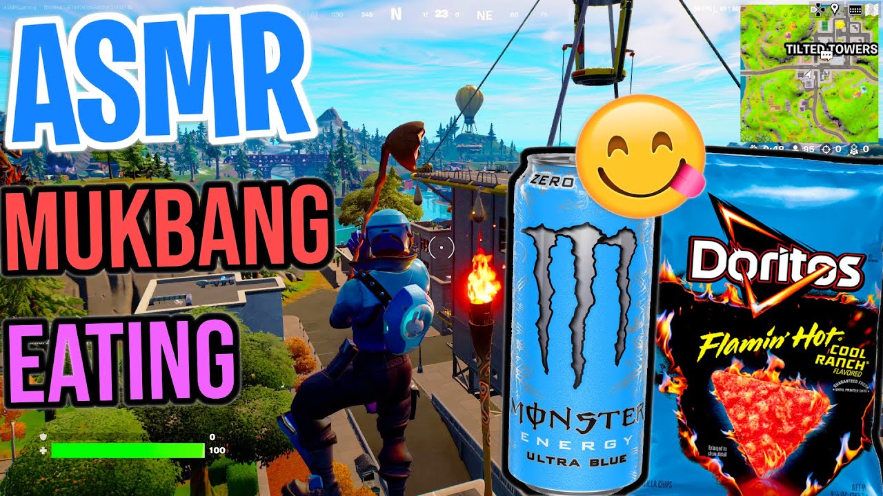 ASMR Gaming Fortnite 🤤 Doritos Flamin Hot Cool Ranch Monster Energy Mukbang Eating +  Spectating 🎮🎧💤