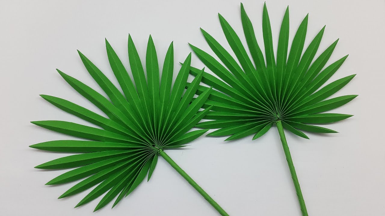 DIY Fan Palm Leaves | Paper Leaves | Paper Leaves Making | Paper Leaf | Paper Crafts For School