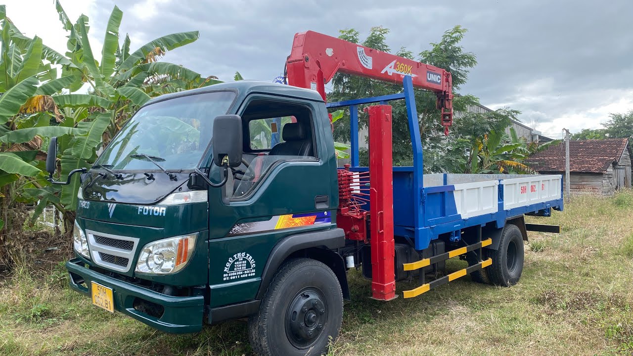 Xe cẩu cũ, Thaco foton 2,5t thùng dài 4,5m. gác cẩu unic 360, chân nâng đầu , coi xe tại Đắk Lắk