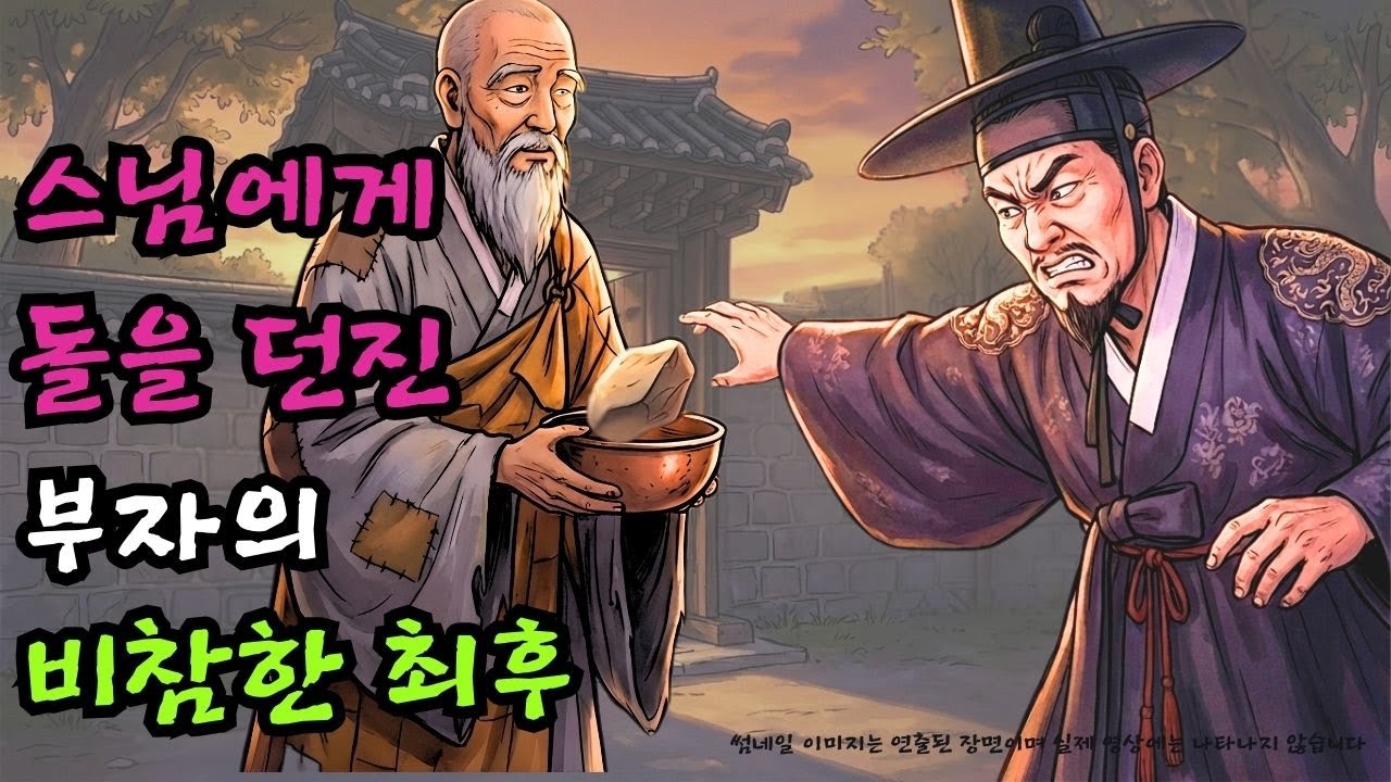 동냥 온 스님의 바리대에 쌀 대신 돌을 던진 구두쇠 부자가 맞이한 비참한 최후와 모래 기둥의 저주 | 한국 전설 야담