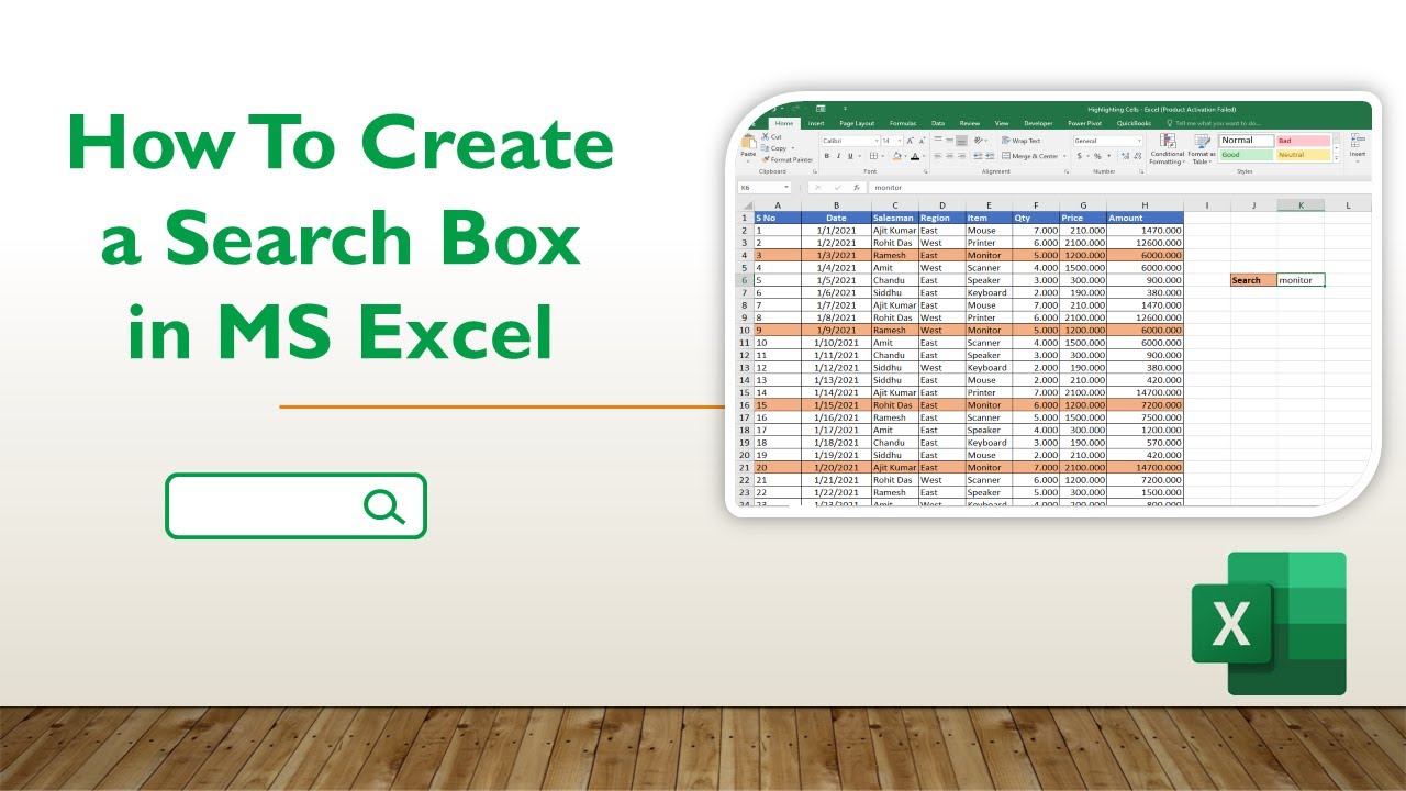 How To Create a Search box using Conditional Formatting in Microsoft Excel