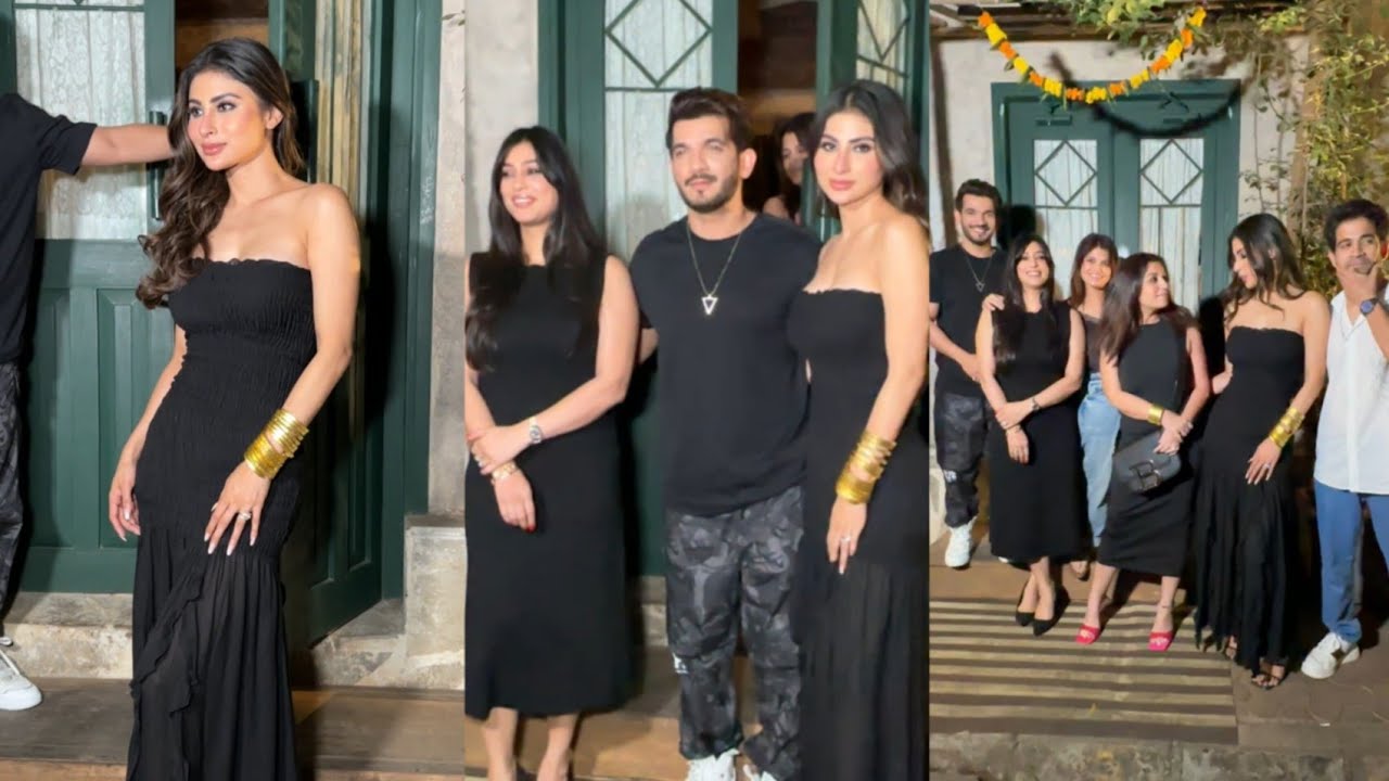 Arjun bijlani Mouni Roy At Friend Birthday party in Mumbai today
