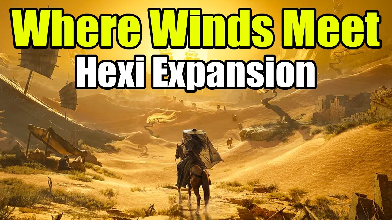 Геймплей карты дополнения Where Winds Meet Hexi [Пустынный регион] [Босс и Эфирная золотая рыбка]