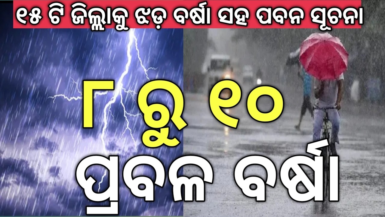 Rainfall In Odisha !!weather!Panipaga khabar --୮ ରୁ୧ ୧୦ ପ୍ରବଳ ବର୍ଷା !!!