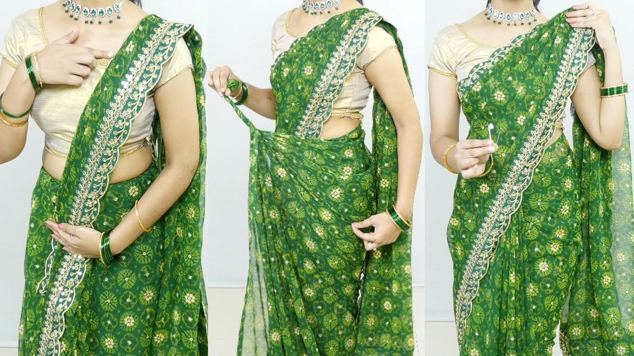 Sawan special saree draping perfectly for girls | How to wear saree with perfect pleats tricks