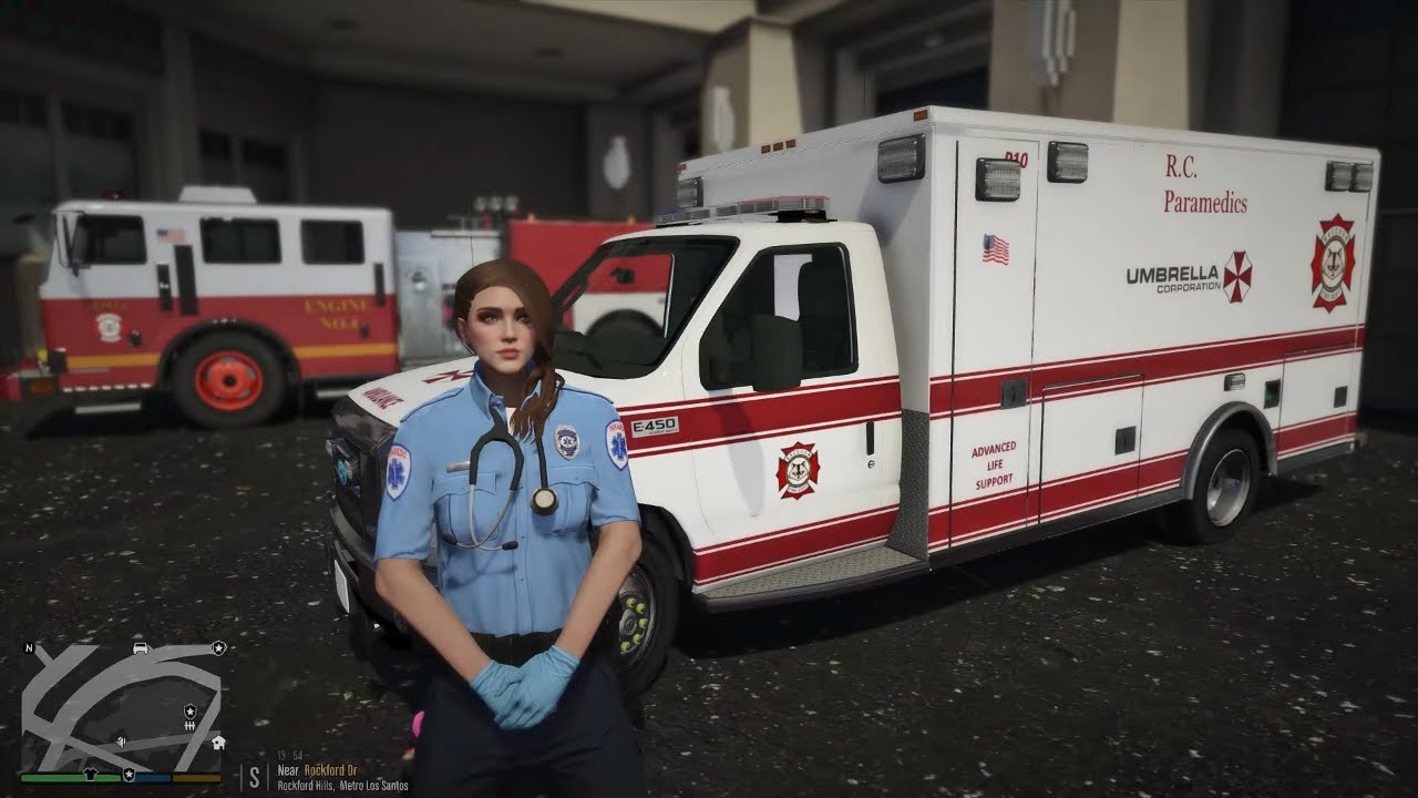 Gta 5 LSFDFR Episode Female Racoon City Fire EMT - First Responder/Paramedic Mods #gta #gta5 #lspdfr