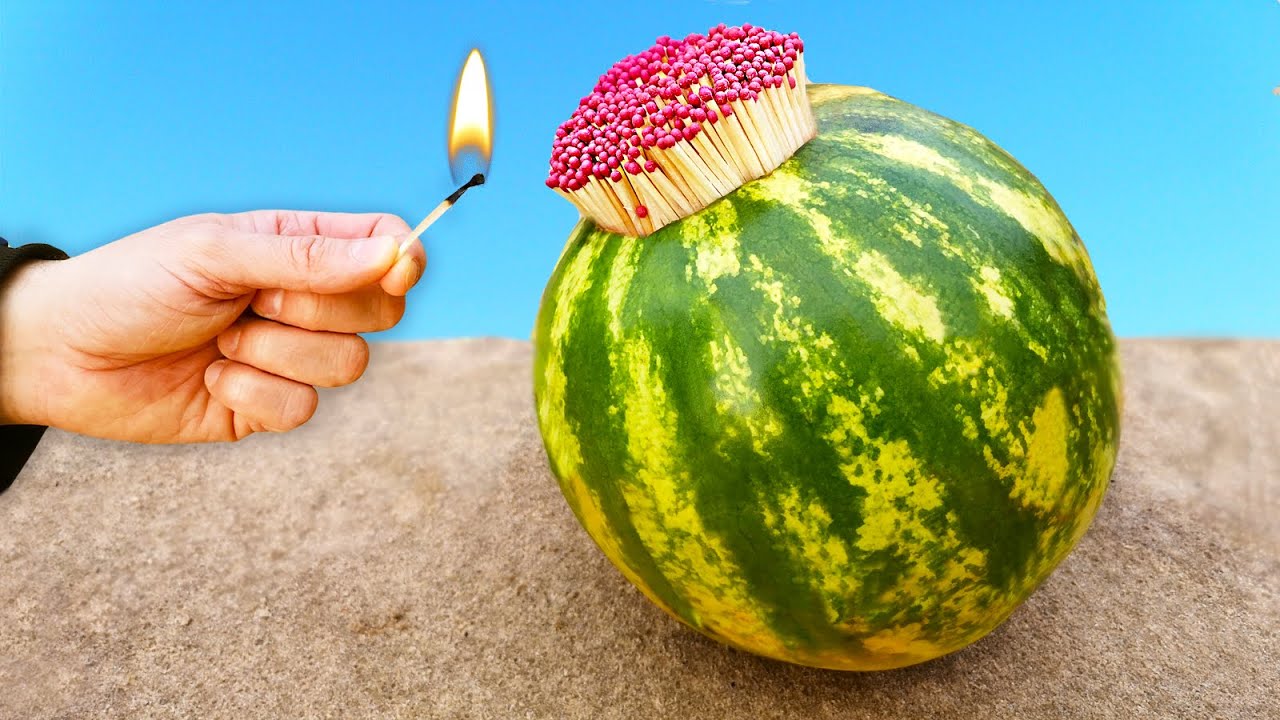 Experiment: Watermelon vs 5000 matches | Crush Bang Show