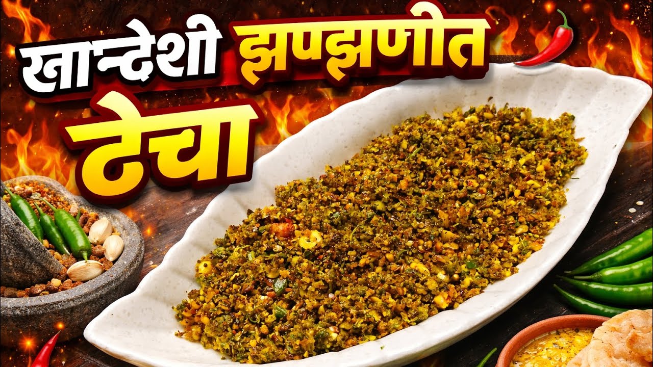 अस्सल खान्देशी ठेचा 😍 भाकरीसोबत झणका देणारी रेसिपी | Spicy Thecha Recipe Marathi