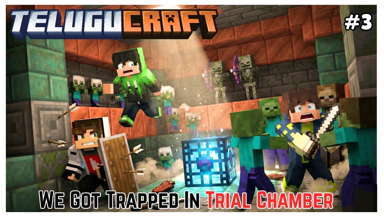 First Experience in Trial Chamber in TeluguCraft SMP | Minecraft EP 3