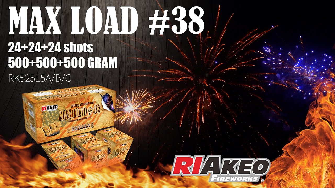 USA 1.4G CAKE &ldquo;MAX LOAD#38&rdquo; 24+24+24 shots RK52515 | RIAKEO FIREWORKS