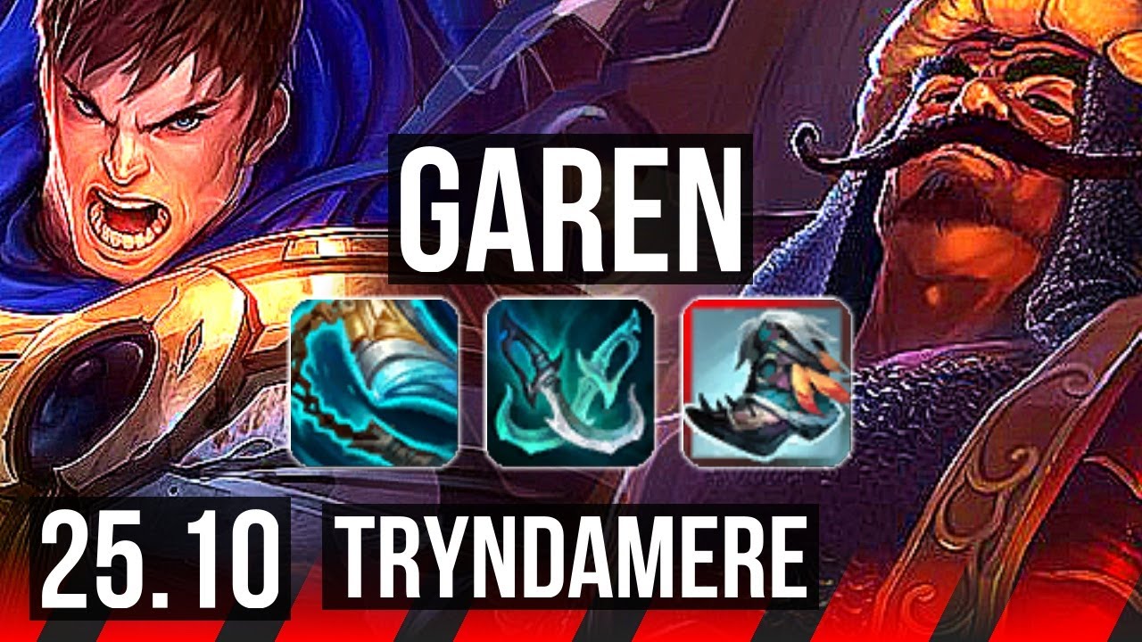 GAREN vs TRYNDAMERE (TOP) | 6 solo kills, 1200+ games | EUW Grandmaster | 25.10