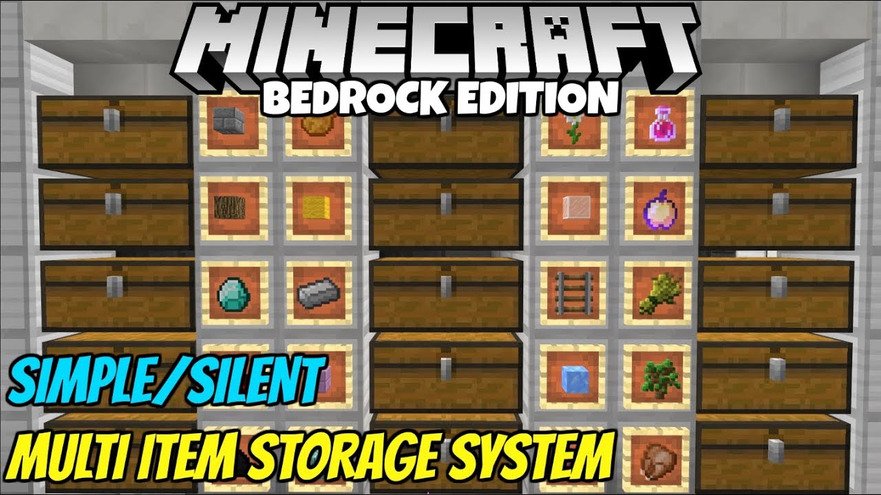 Minecraft Bedrock: Silent Multi Item Storage System Tutorial!