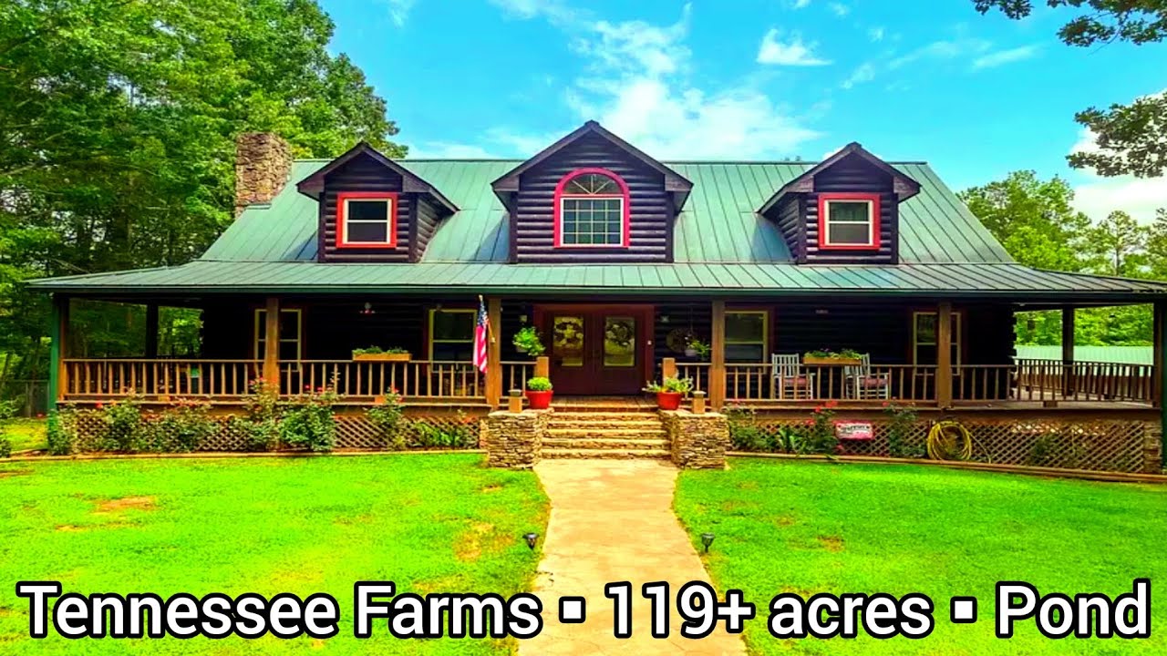 Tennessee Farmhouse For Sale | 119+ acres | Tennessee Acreage Log Cabins | Tennessee Land For Sale