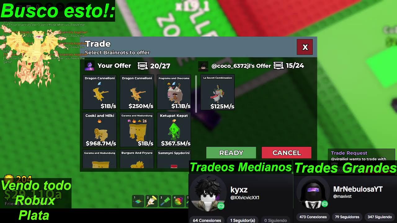 Tradeos, Trade, Trades, Vendiendo Y Comprando Brainrots En Roblox!!! /// - Roba Un Brainrot