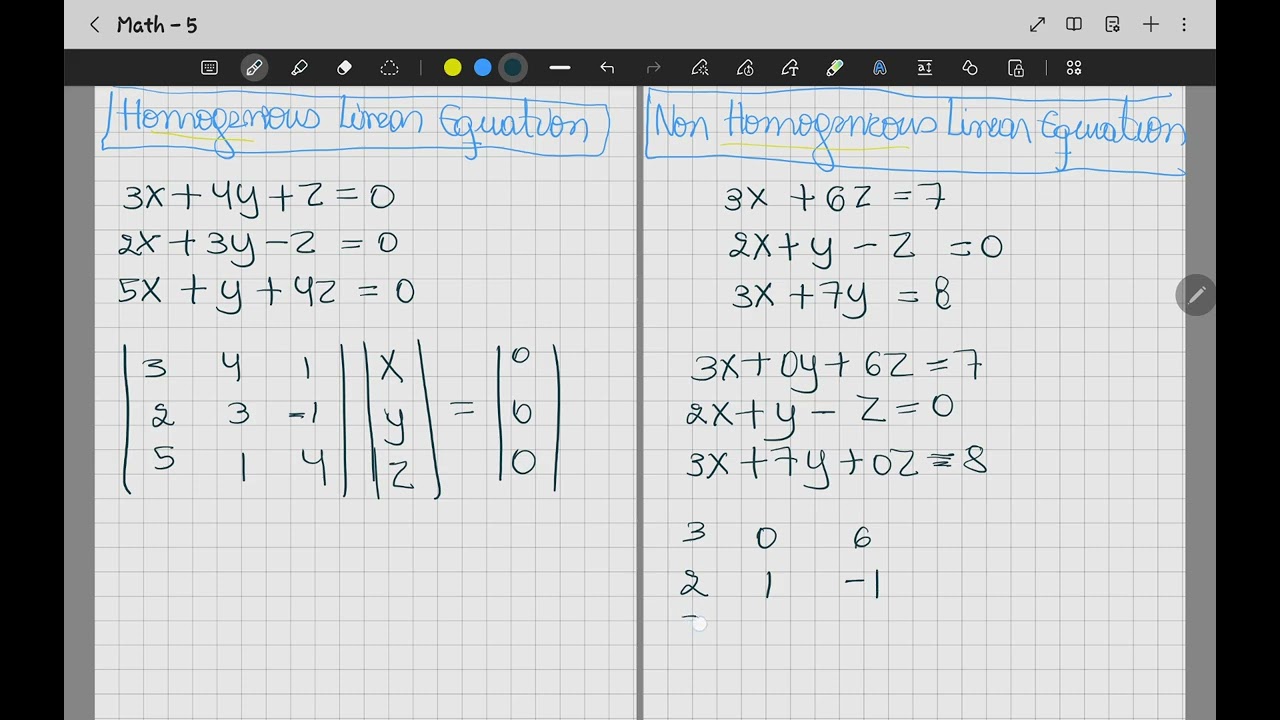 Homogeneous vs. Non-Homogeneous Linear Equations: Matrix Representation Guide