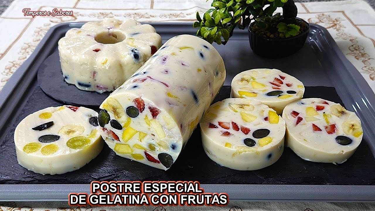 POSTRE ESPECIAL DE GELATINA CON FRUTAS hecho en una botella más fácil imposible
