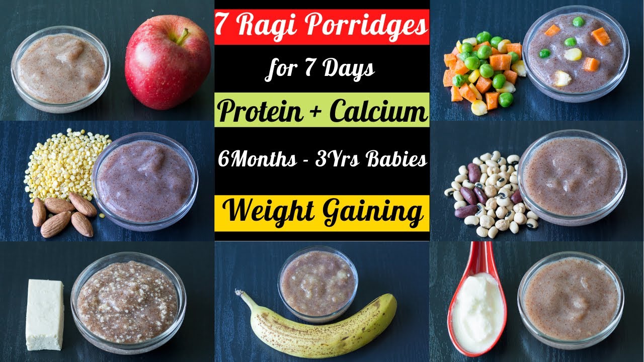 7 Ragi Porridges for 7 Days | Weight Gaining Baby Foods  | Protein & Calcium Rich Baby Foods