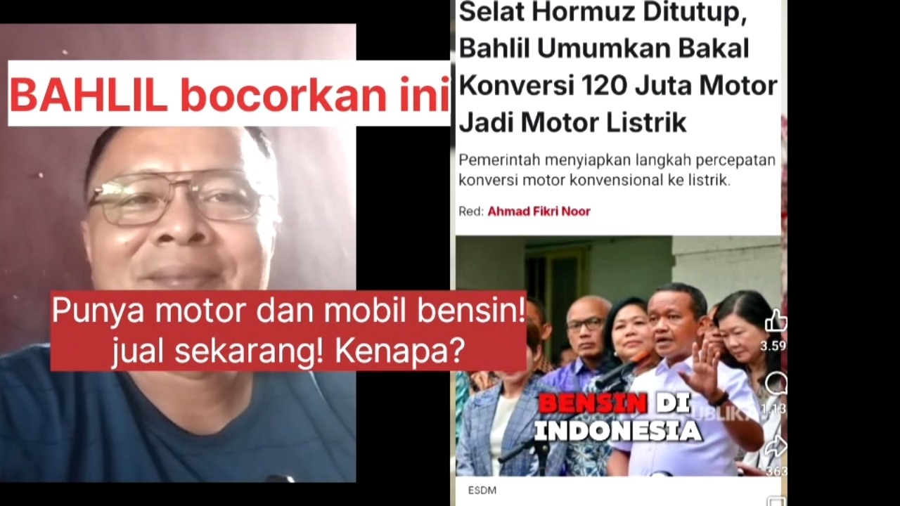 BAHLIL bocorkan ini! Mobil dan motor bensin akan jadi besi tua! Beli motor & mobil baterai sekarang 
